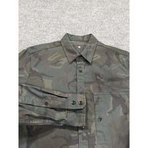 G-Star RAW Shirt Mens Large Long Sleeve Green Camouflage Button Up Camo Pockets